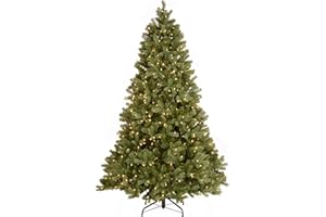 National Tree Company Pre-Lit 'Feel Real' Artificial Full Downswept Christmas Tree, Green, Douglas Fir, Dual Color LED Lights, Includes PowerConnect and Stand, 7.5 Feet