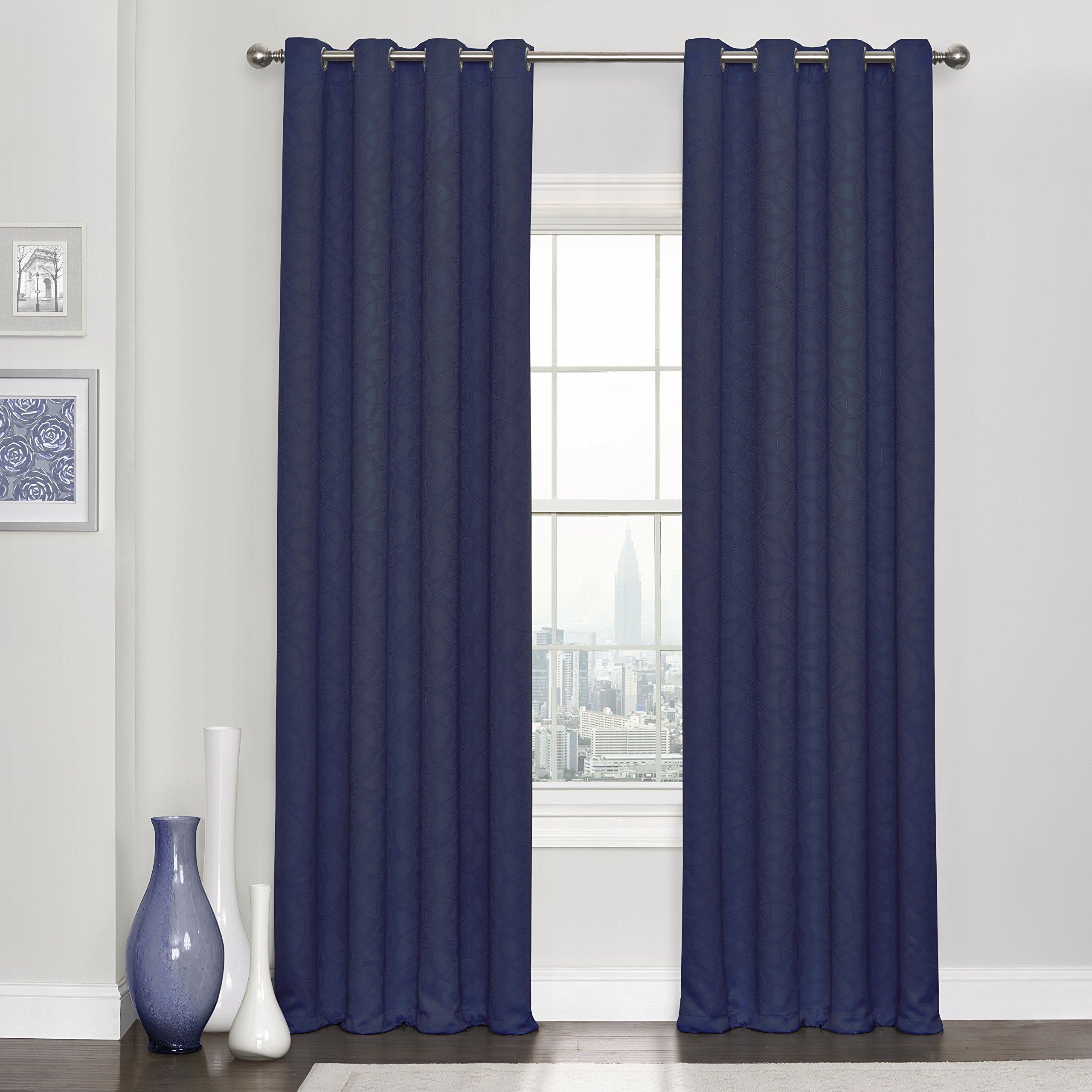 Eclipse Thermaweave Blackout Curtains Panels, Polyester, Navy, 52 in x 84 in