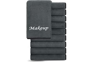 Cosy Family 10 Pack Makeup Remover Wash Cloths - Soft Microfiber Fingertip Facial Cleansing Cloths for Hand and Make Up, 12 x 12 in, Black Grey