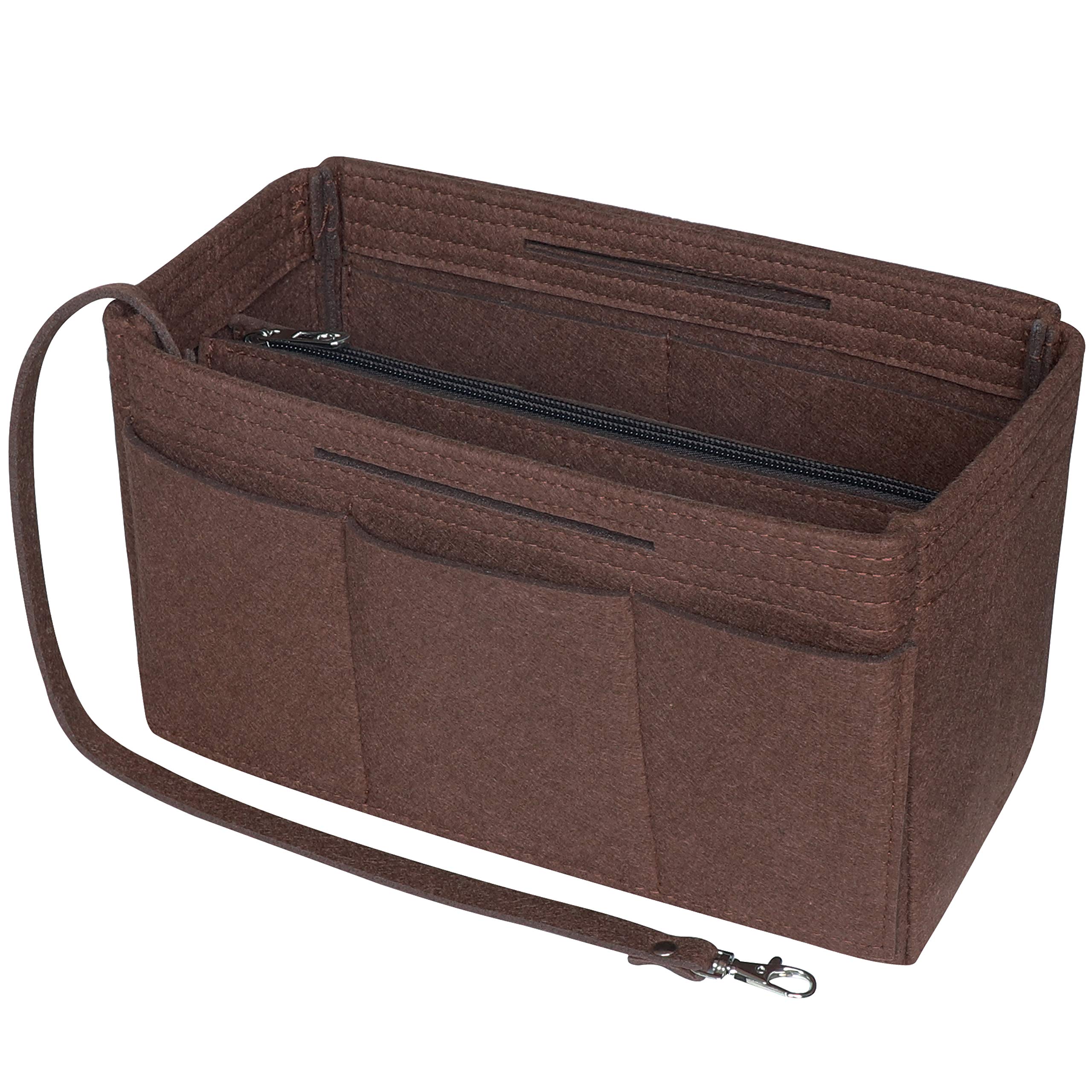 Soyizom Felt Tote Organiser in 1 Bag Insert Handbag Liner with Pouch (Coffee, Large)