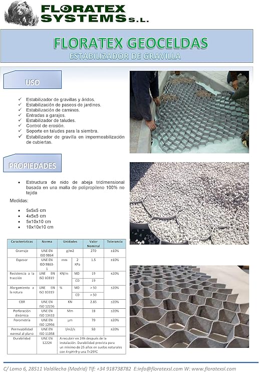 Pack 5-25 m2 - Estabilizador de Gravilla 4 cm Altura (5 x 5 cm ...