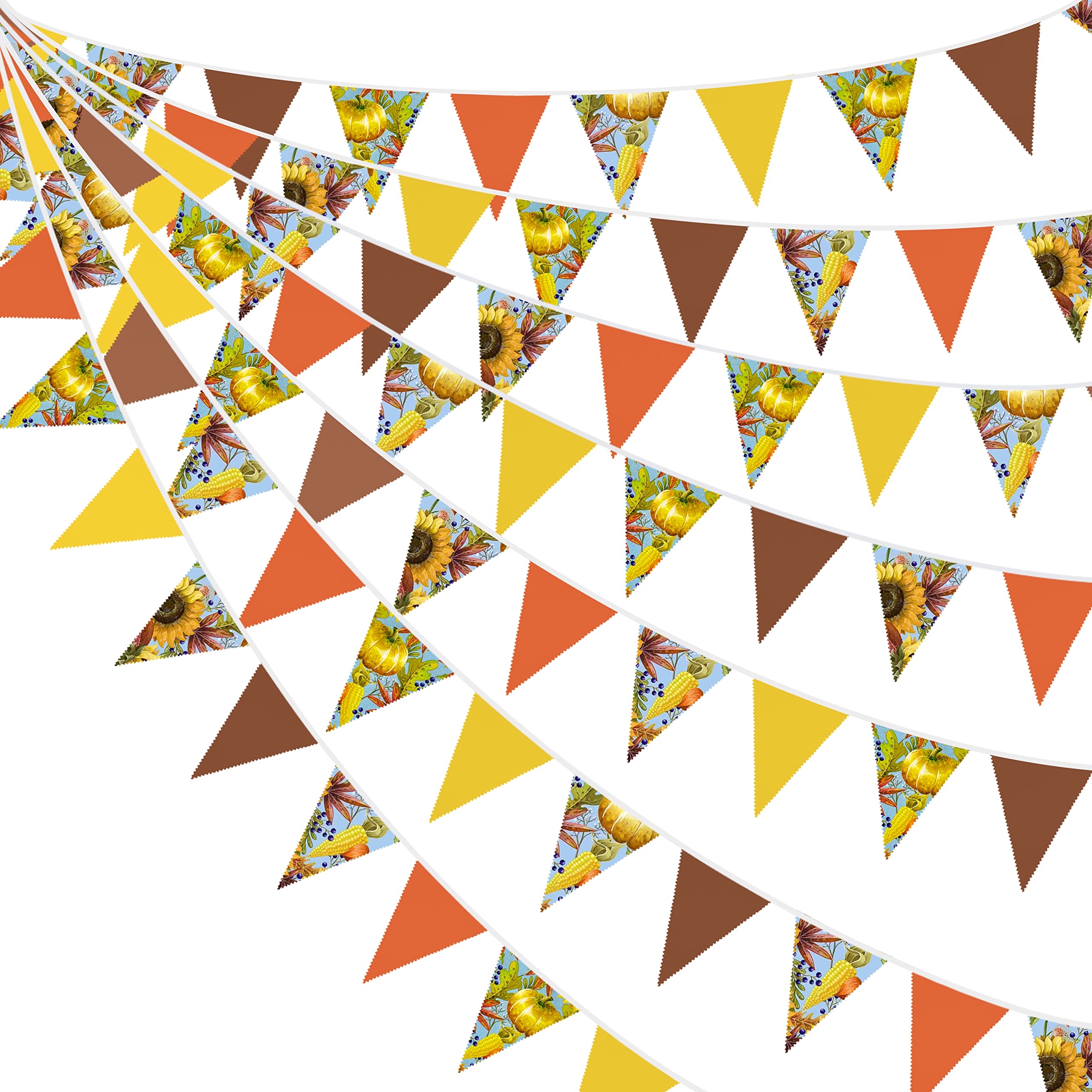 32Ft Yellow Brown Orange Sunflower Fabric Bunting Banner Party Decorations Triangle Flag Garland Pennant for Spring Summer Fall Wedding Birthday Engagement Baby Shower Home Outdoor Garden Festivals