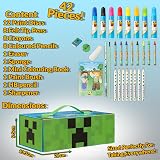 Minecraft Art Supplies Set with Pencils Crayons Markers Watercolors Travel Case view 6