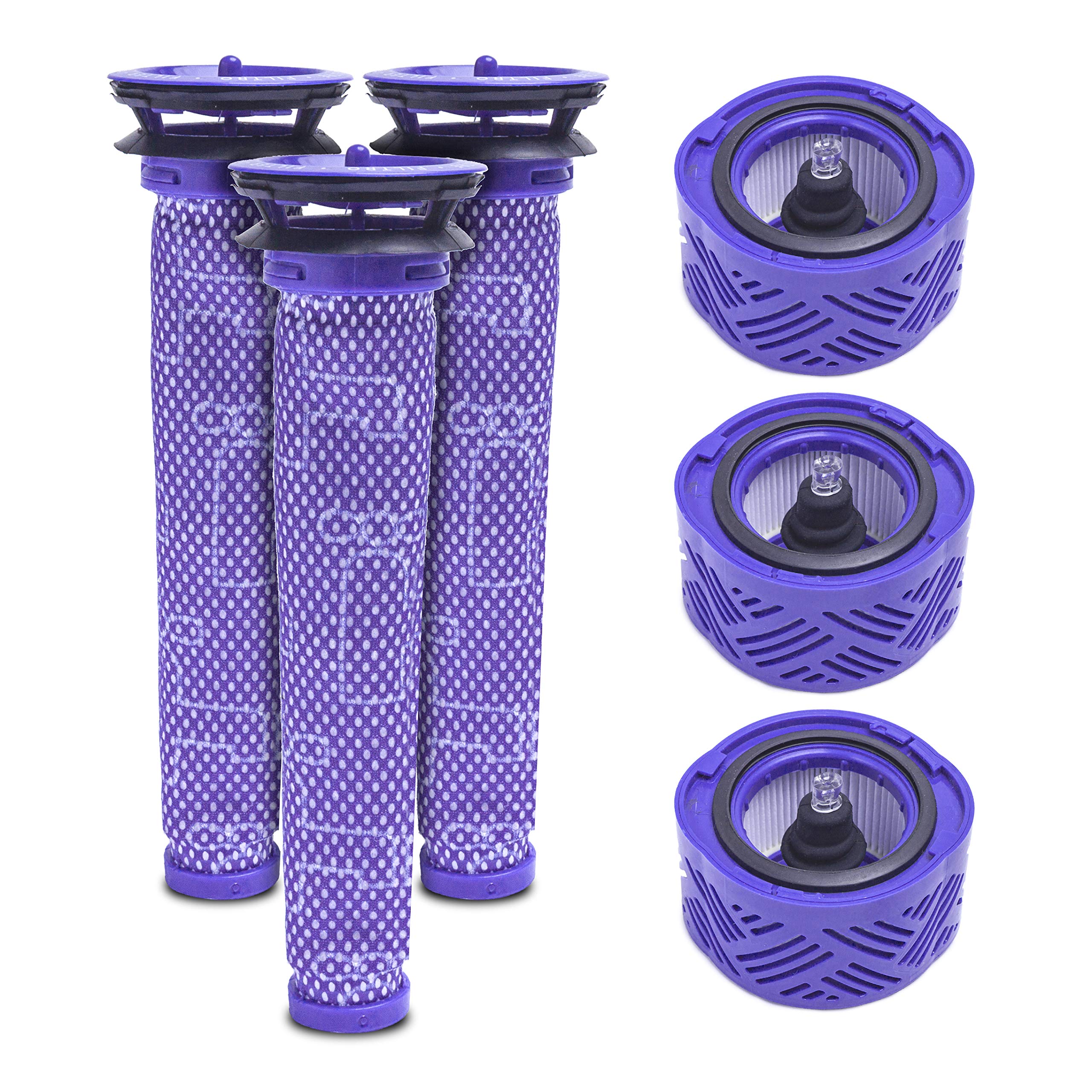 LTWHOME HEPA Vacuum Filter & Pre Filter Kit Replacement Fit for Dyson V6 Absolute Cordless Stick Vacuum, Compare to Part 965661-01 & 966741-01 (Pack of 3 Sets)