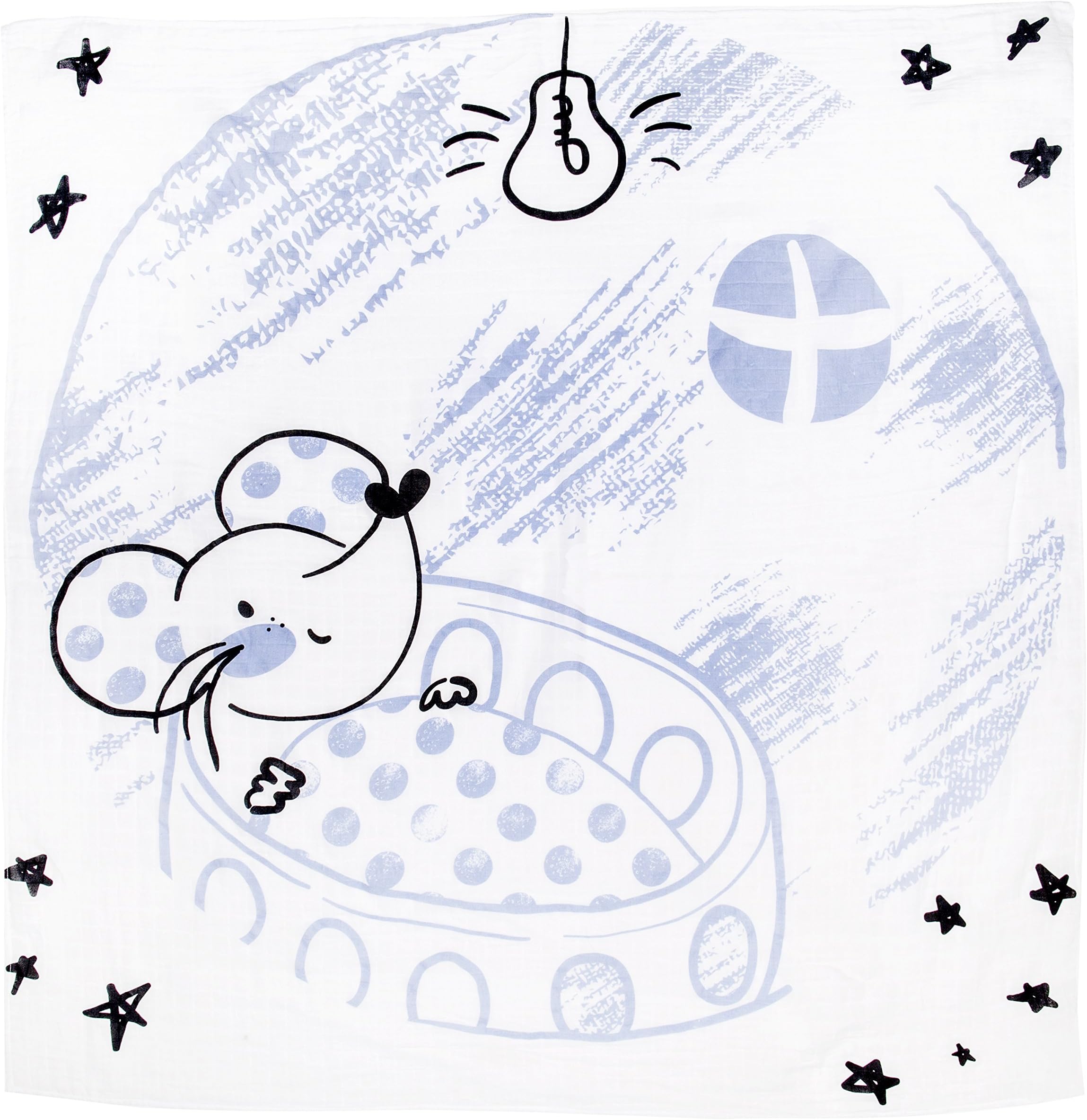 Kippins Organic Cotton Muslin Swaddle Blanket: Luna Kippin The Mouse