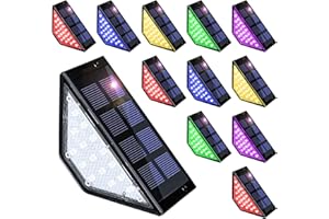 SOLPEX 12 Pack Solar Christmas Lights Outdoor, 24 LEDs Solar Stair Lights Outdoor Christmas Decorations for Porch Stair Step Deck Patio Yard Garden (RGB)
