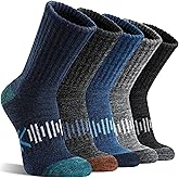 SAVALOS Merino Wool Hiking Socks Thermal Winter Warm Cozy Cushioned Moisture Wicking Crew Socks for Men 5 Pairs