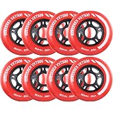 Rollerex VXT500 Inline Skate Wheels (8-Pack) (Various Size &amp; Color Options Available) -Indoor Outdoor- Intended for Roller Blade Wheel Replacement