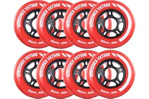 Rollerex VXT500 Inline Skate Wheels (8-Pack) (Various Size & Color Options Available) -Indoor Outdoor- Intended for Roller Blade Wheel Replacement