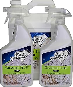 Black Diamond Stoneworks Granite Plus! 2 in 1 Cleaner & Sealer for Granite, Marble, Travertine, Limestone, Ready to Use! (2 quarts/1 Gallon)