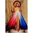 Logos Trading Post Jesus Divine Mercy Icon from Israel, Holy Land Olive Wood Decor, Religious Standing Wooden Plaque, Catholic Art for Home or Church Altar Table, Made in Bethlehem