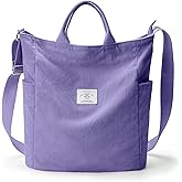 KALIDI Corduroy Tote Bag, Large Messenger Bag Shoulder Hobo Anti Splash Crossbody Zipper Bag Casual Work Shopping Women