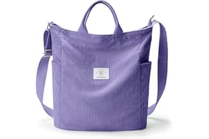 KALIDI Corduroy Tote Bag, Large Messenger Bag Shoulder Hobo Anti Splash Crossbody Zipper Bag Casual Work Shopping Women