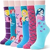 EBMORE Kids Girls Socks Cotton Crew Cute Animal Pattern Fashion Fun Novelty Socks 6 Pack