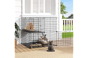 DWVO Cat Enclosure for Kittens, 2-Tier Pet Cage for Small Animals, Kitty Playpen House for Indoor Outdoor Black