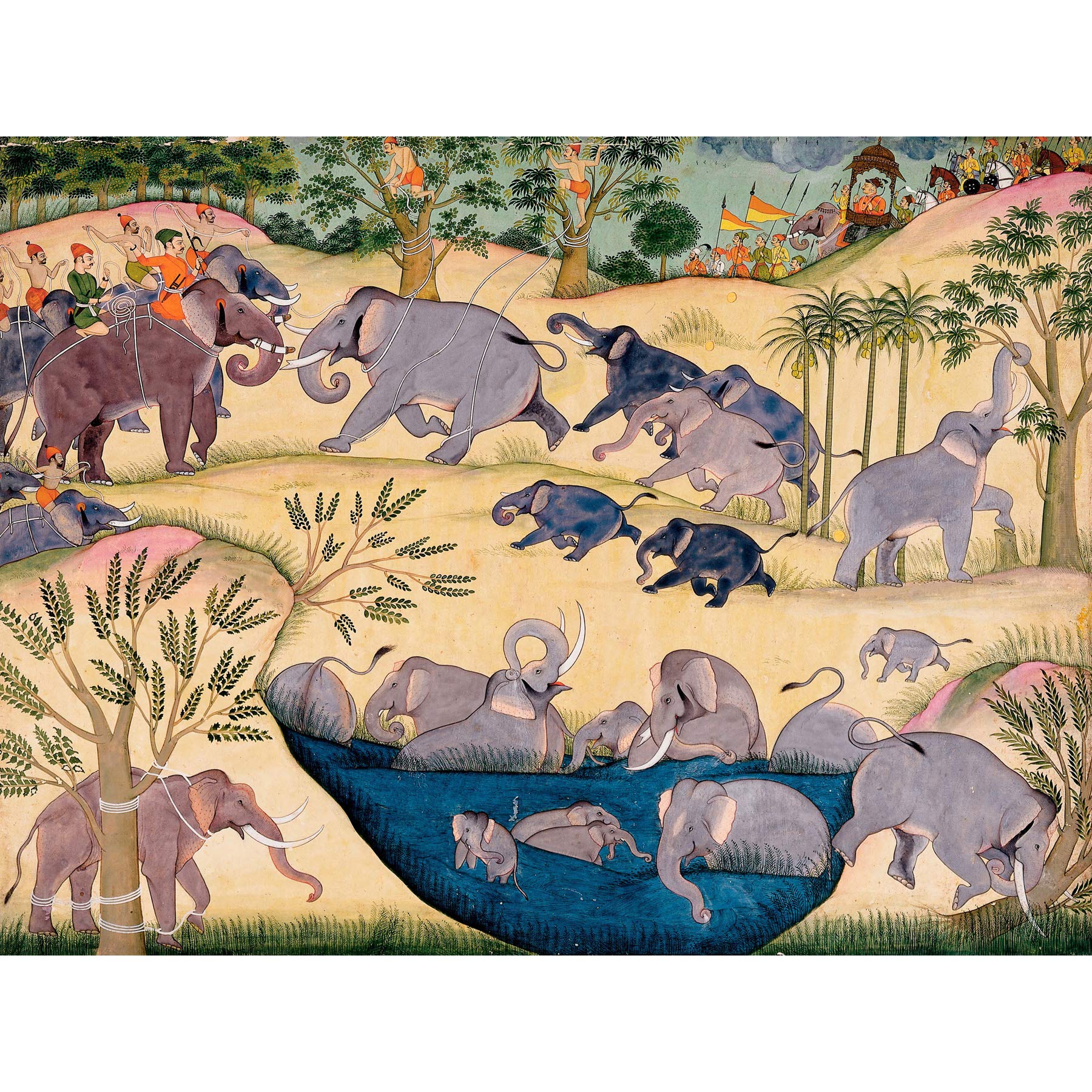 Elephant Hunt Of Maharaja Anup Singh Of Bikaner Large Wall Art Print Canvas Premium Poster Mural