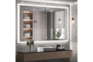 TokeShimi 48 x 30 Inch LED Bathroom Mirror Lighted Vanity Mirror, Large Backlit Mirror Anti Fog Wall Mounted Dimmable Makeup 