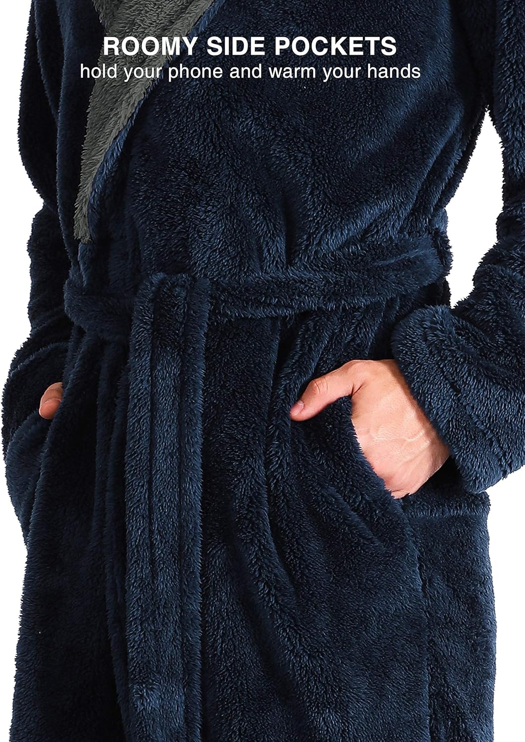 DAVID ARCHY Men's Soft Fleece Plush Robe Full Length Long and Knee Length Big and Tall Bathrobe: Clothing