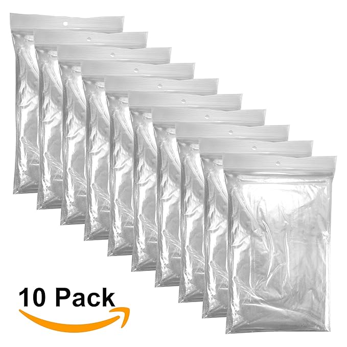Rawitt 10 x Regenponcho mit Kapuze/wasserdicht/transparent/klar - Notfallponcho - Regencape