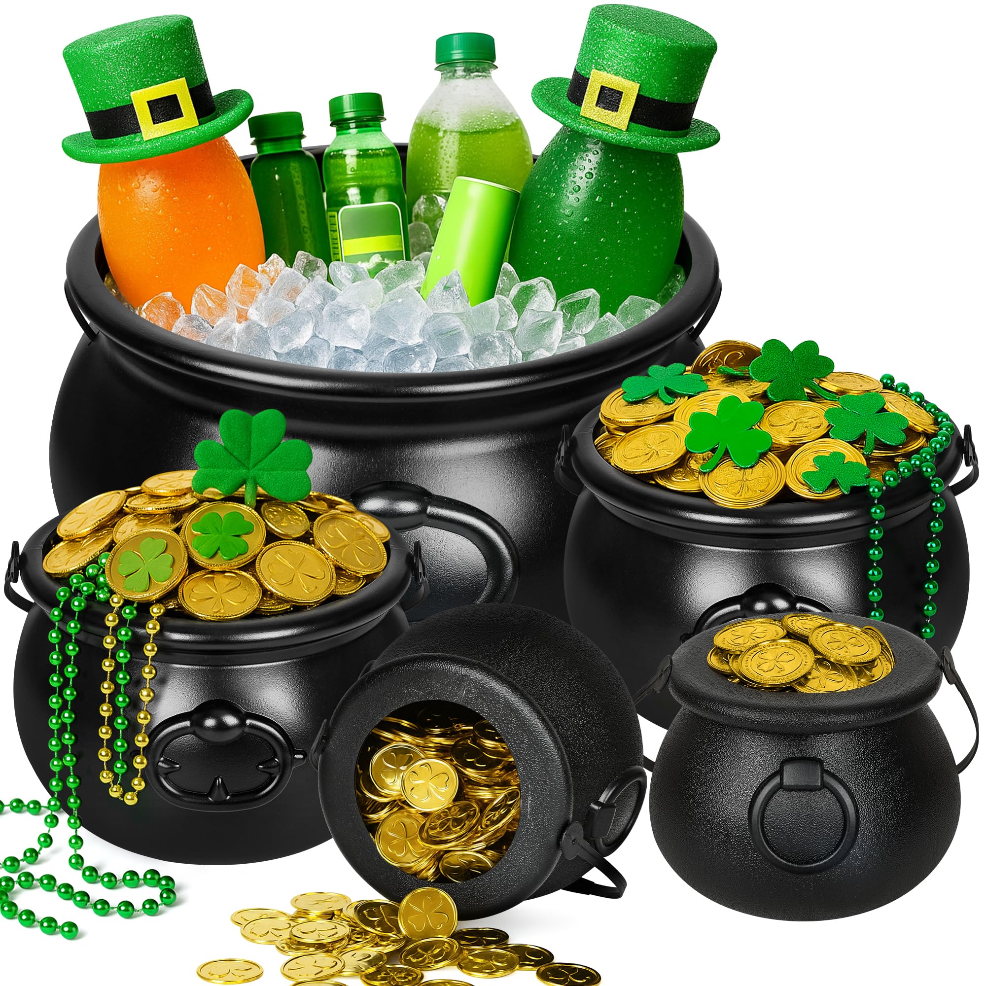 Photo 1 of **MISSING PARTS**
ZATAYE 5PCS St Patrick's Day Cauldron, 12.6", 7.68" and 5.51" Pot of Gold Set, Plastic Coins Candy Bucket Reusable Pot, Witches Cauldron for St Patrick's Day Decorations Irish Lucky Festival Supplies