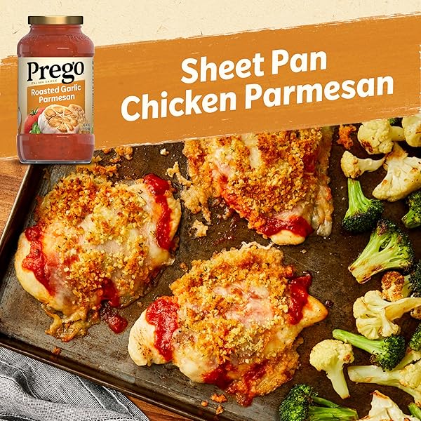 PREGO PASTA SAUCE, ITALIAN TOMATO SAUCE WITH ROASTED GARLIC & PARMESAN CHEESE, 24 OZ JAR