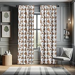 Ambesonne Pizza Curtains, Pattern in Hand Drawn