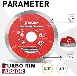 EZARC 115mm Diamond Cutting Discs Continuous Rim 2-Pack Wet Cutting view 2