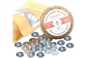 MILIVIXAY 100% Organic Hemp Candle Wick with Natural Beeswax Coating, 200 FT Spool, Standard Size (1.0mm)+ Wick Sustainer Tabs (200PCS).