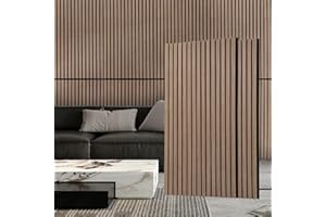 FORTUNO 2 Pcs Wood Panels for Wall Peel and Stick - Decorative Fluted Slat Wall Paneling, Sound Absorbing Acoustic Panels for Studio, Living Room, 47.2"×23.6", Brown