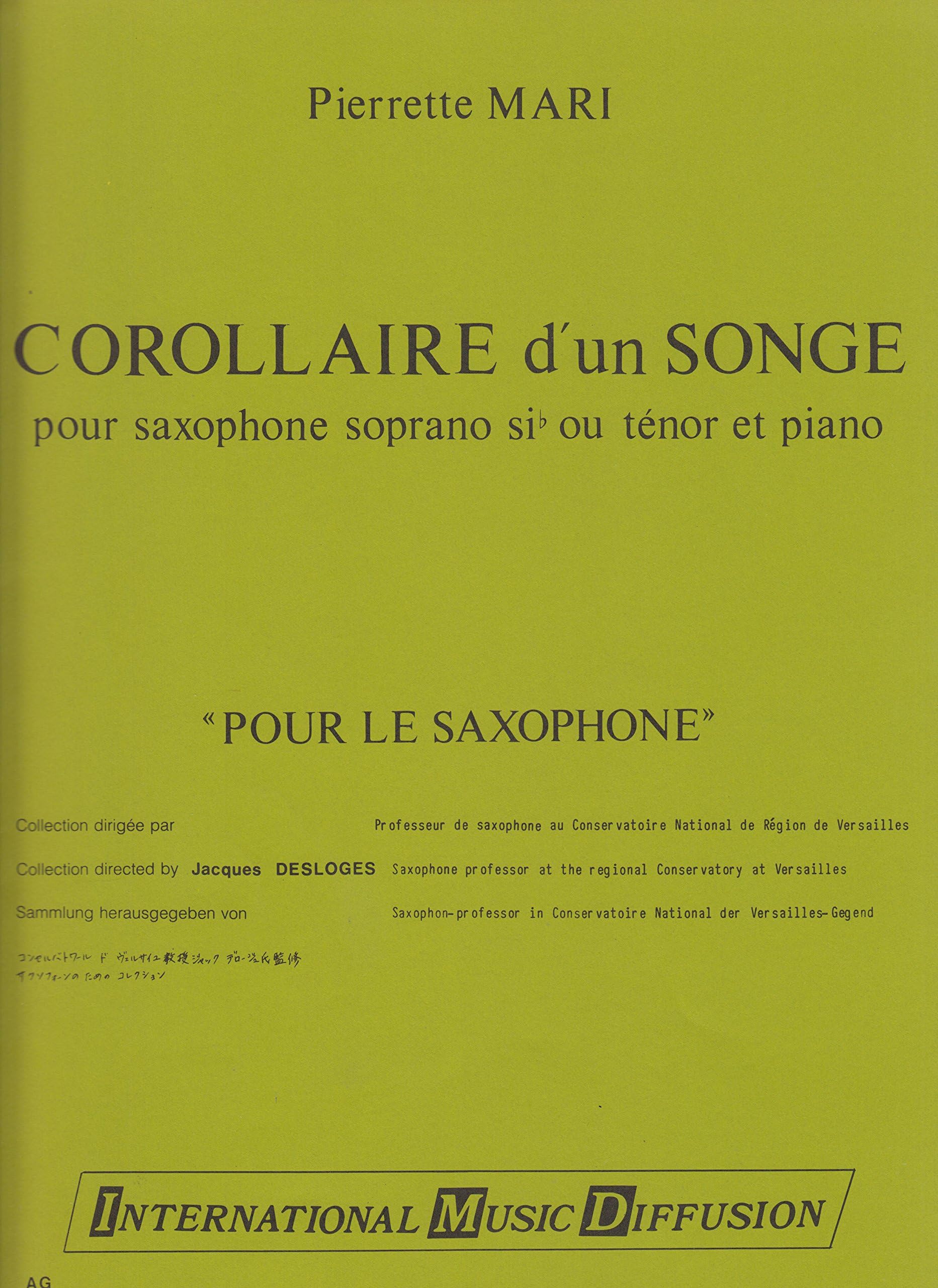 Corollaire D'Un Songe for Bb Saxophone and Piano by Pierrette Mari