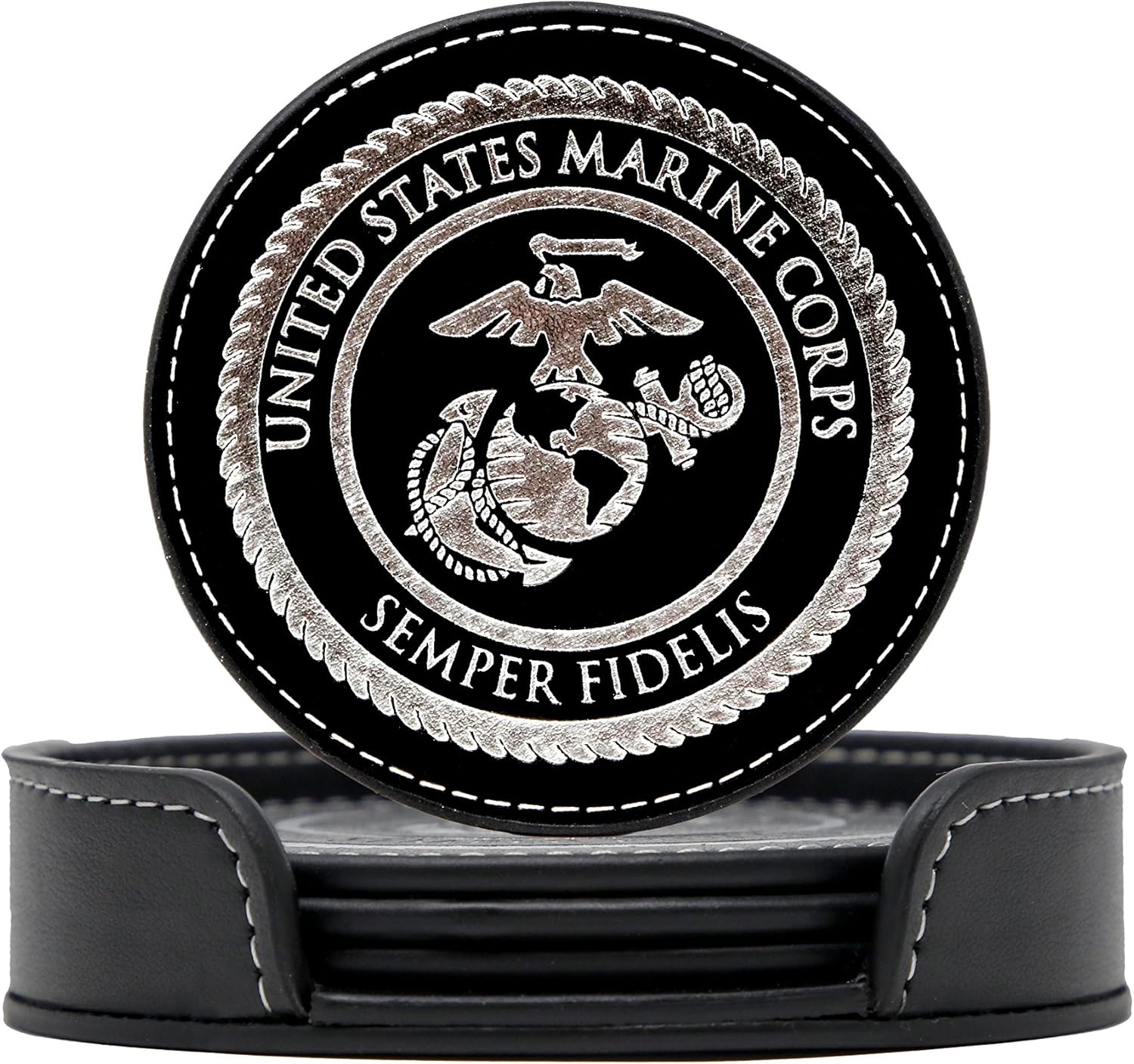 Marine Corps Coasters Set 4 USMC Drink Coasters for Home