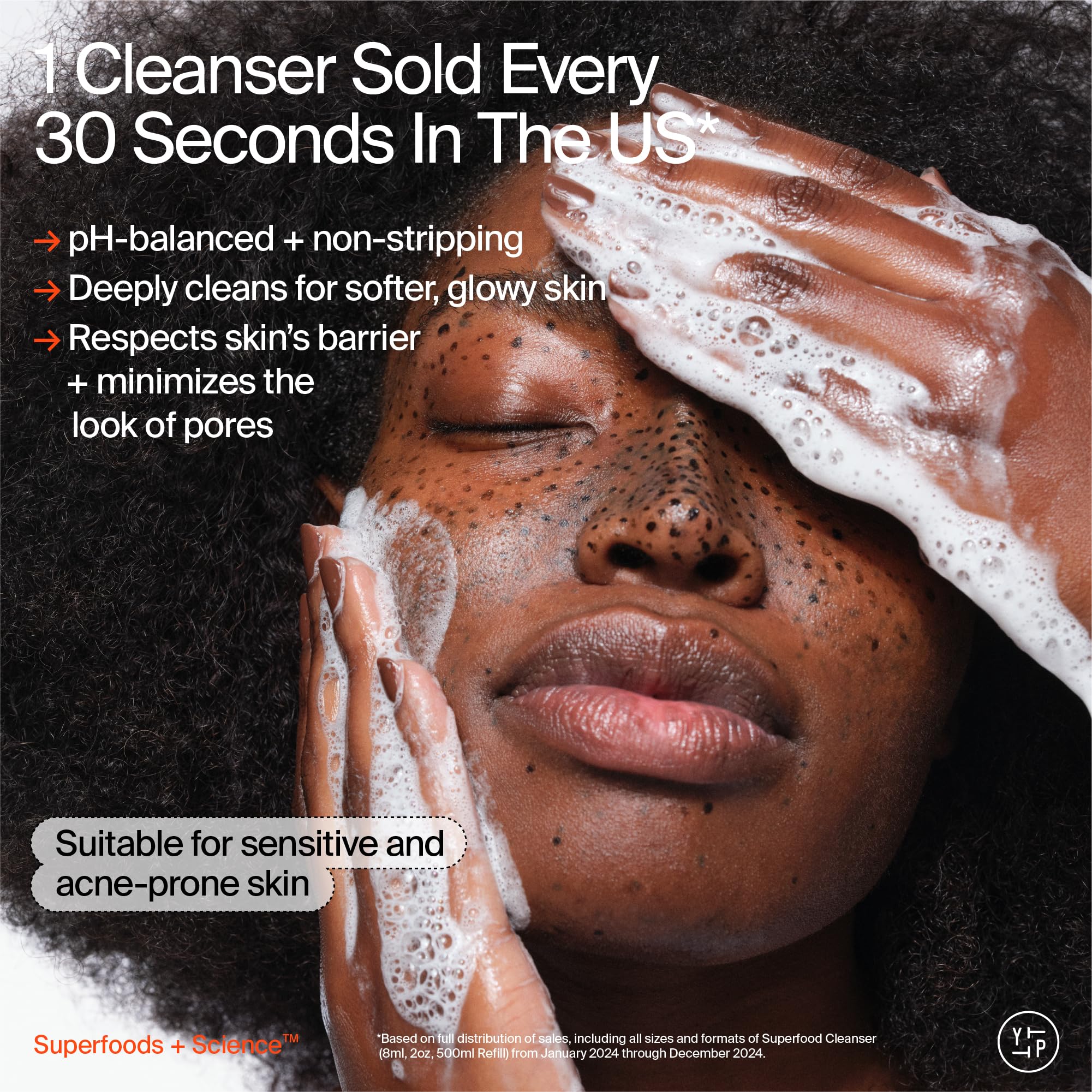 Youth to the People Superfood Facial Cleanser - Kale + Green Tea Daily Face Wash, Gentle Makeup Remover, with Soothing Antioxidants for Glowing Skin, pH Balance, Clean Pores, Sulfate-free, Refillable