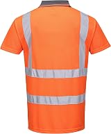 Portwest RT22 Mens Hi Vis Polo Shirt Short Sleeve Reflective Safety Orange Large view 3