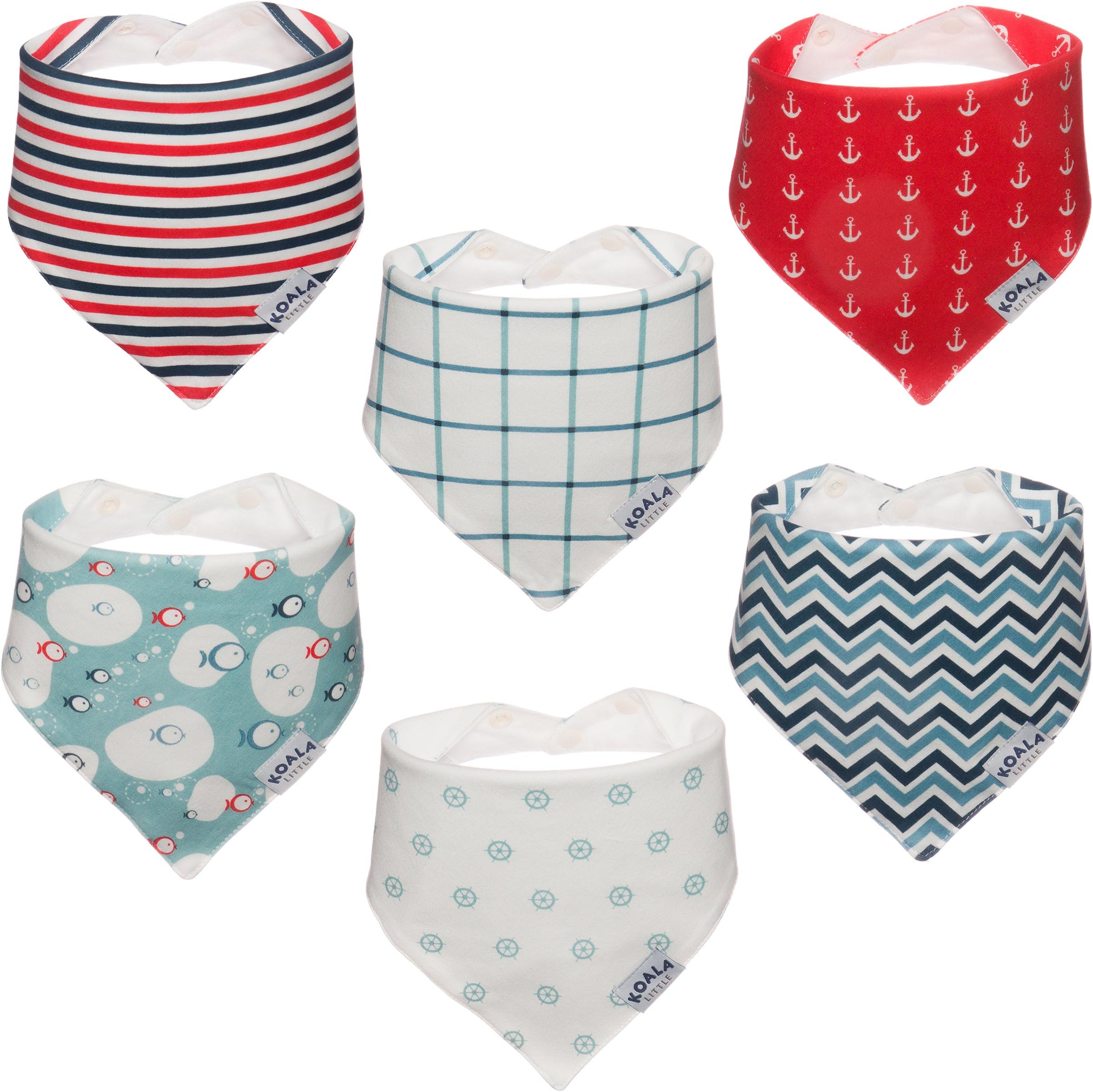 Koala Little Baby Bandana Drool Bibs for Boys and Girls (Red/Blue)