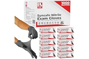 London Labs Synsafe 4 Mil -Black Nitrile Exam Gloves –Disposable Latex Free & Powder Free – Extra Strong, Rubber Gloves – First Aid Kit, Medical, EMT, Cleaning, Cooking | Bulk Case of (1000 ct)