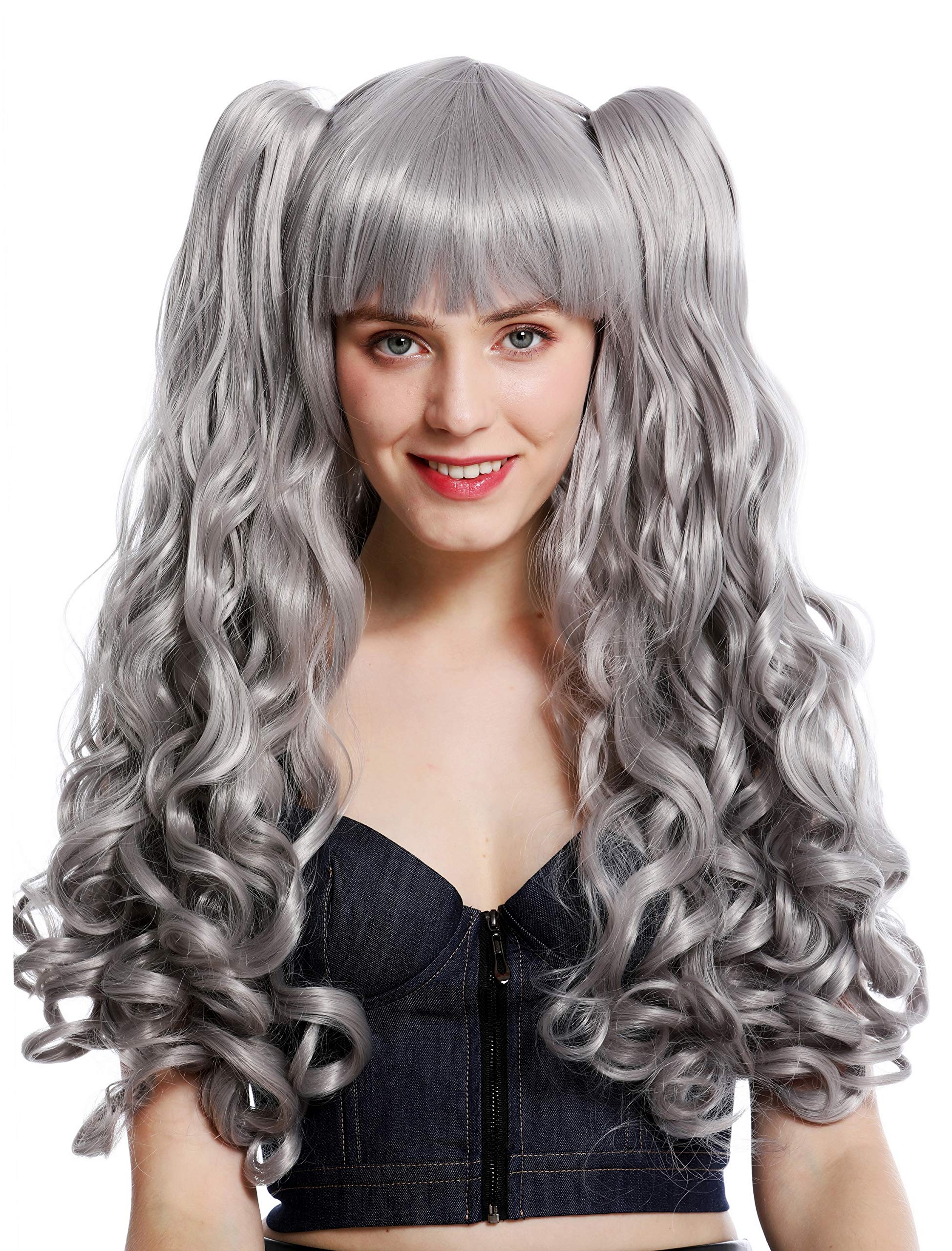 WIG ME UP - YZF-7092L+A-T0906 women's quality wig three part removable braids Cosplay grey long curly light grey