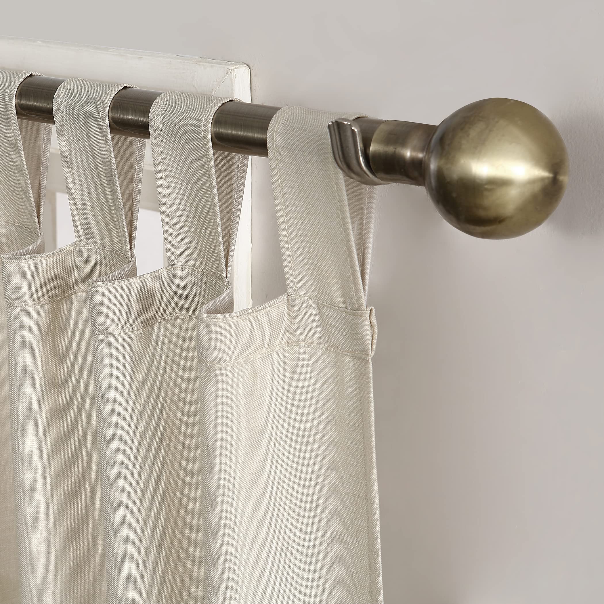 No. 918 Trevor Heathered Texture Semi-Sheer Tab Top Curtain Panel Pair, 40" x 95", Ecru
