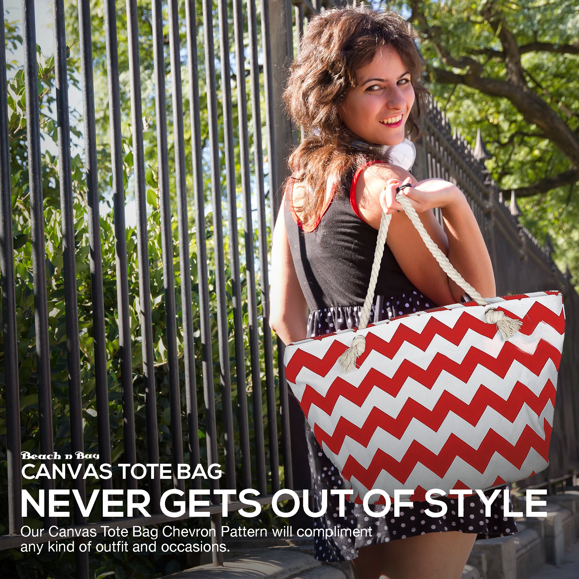 Beach Canvas Tote Bag - Fashion Shopping Handbag - Ladies Shoulder Casual Bag