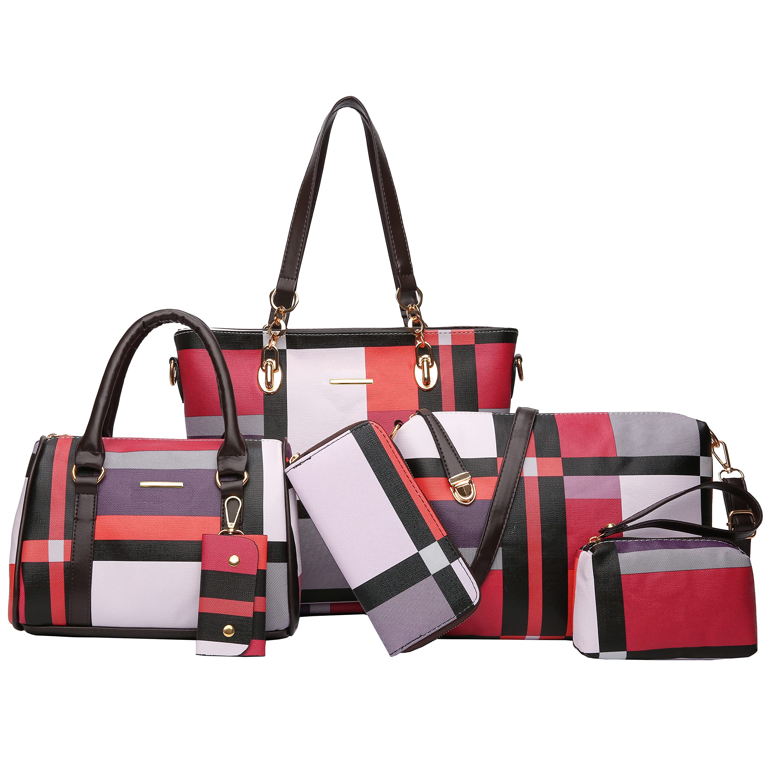 Photo 1 of 2E-youth Designer Purses and Handbags for Women Satchel Shoulder Bag Tote Top Handle Bag (2D-gezi6-red)