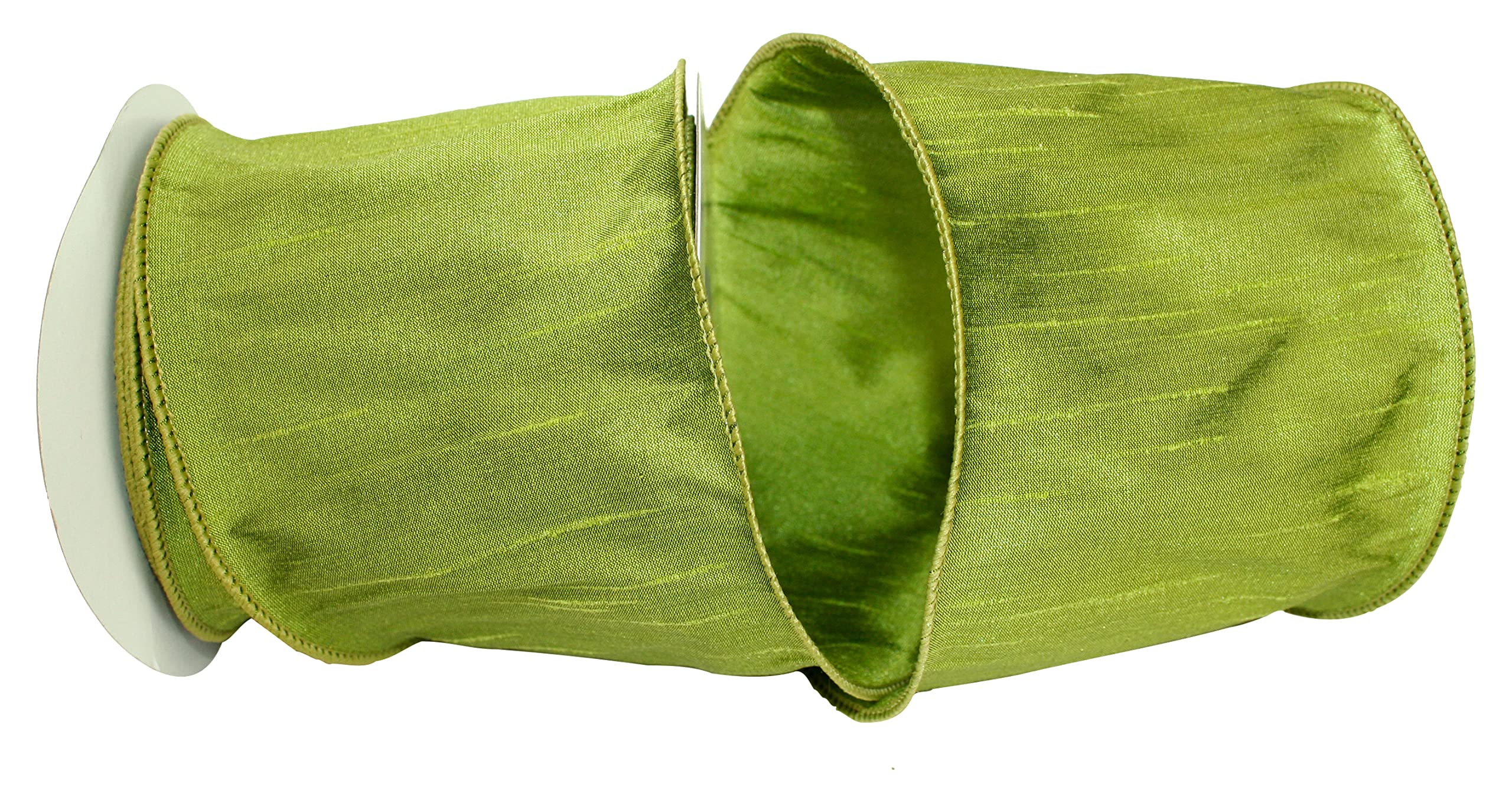 Photo 1 of Reliant Ribbon 92975W-535-10F Dupioni Supreme Wired Edge Ribbon, 4 Inch X 10 Yards, Green Grass
