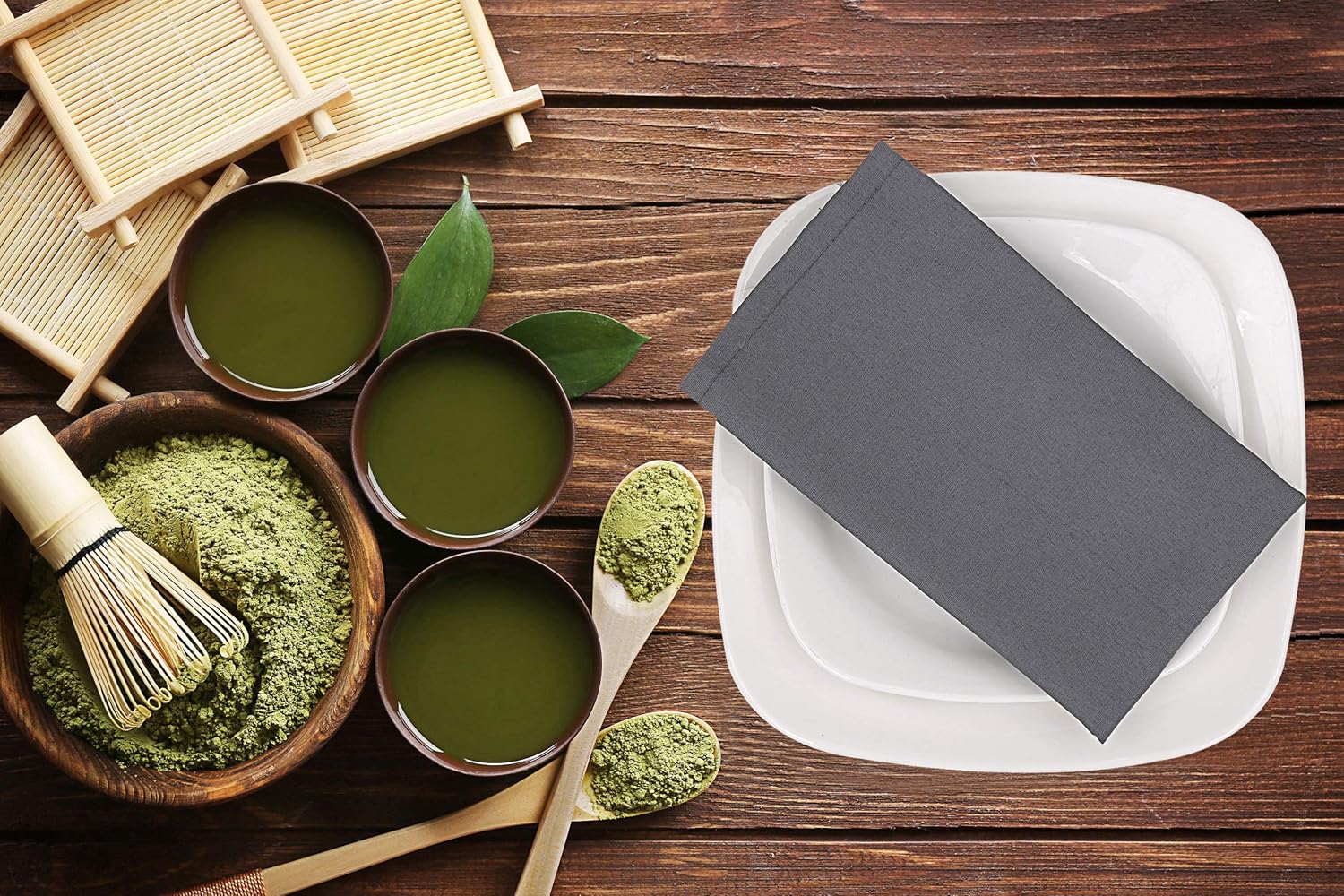 Ruvanti Cloth Napkins 12 Pack (19"x19") Cotton Enriched Coffee Grey/Gray Linen Napkins, Soft & Comfortable Fabric Napkins - Reusable Dinner Table Napkins for Weddings, Cocktail Parties & Home Use.: Home & Kitchen