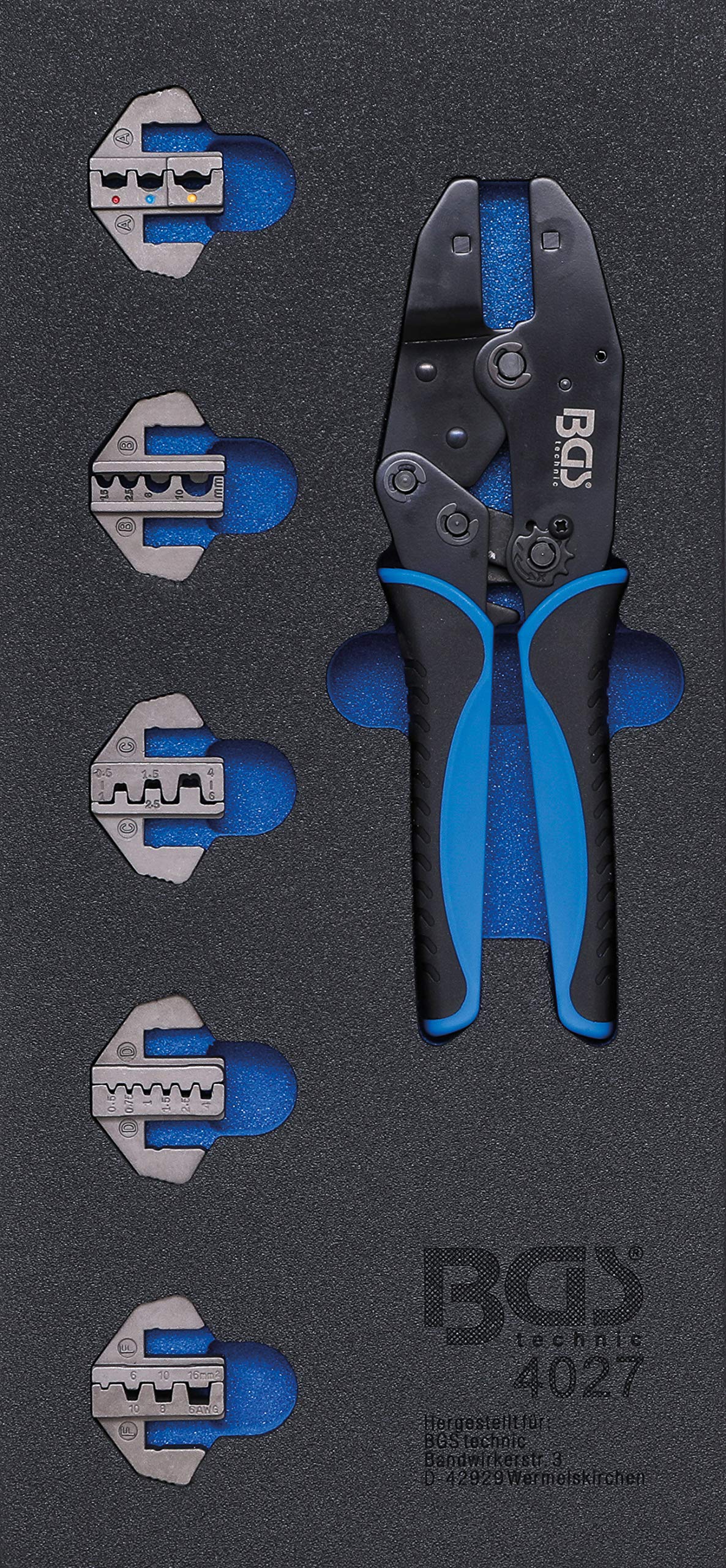 BGS 4027 | Tool Tray 1/3: Crimping Pliers Set | with 5 Pairs of Pressing Jaws