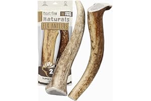 Mighty Paw Split Elk Antlers for Dogs (Sourced in The USA) | 2 Whole Medium 6"+ Long Lasting Bones for Aggressive Chewers - Naturally Shed Split Deer Antler for Dogs - Low Odor Chews (Pack of 2)