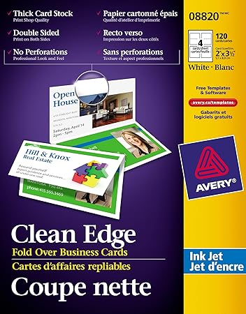 Avery 8820 Folded Two-Side Printable Clean Edge Business Cards for ...