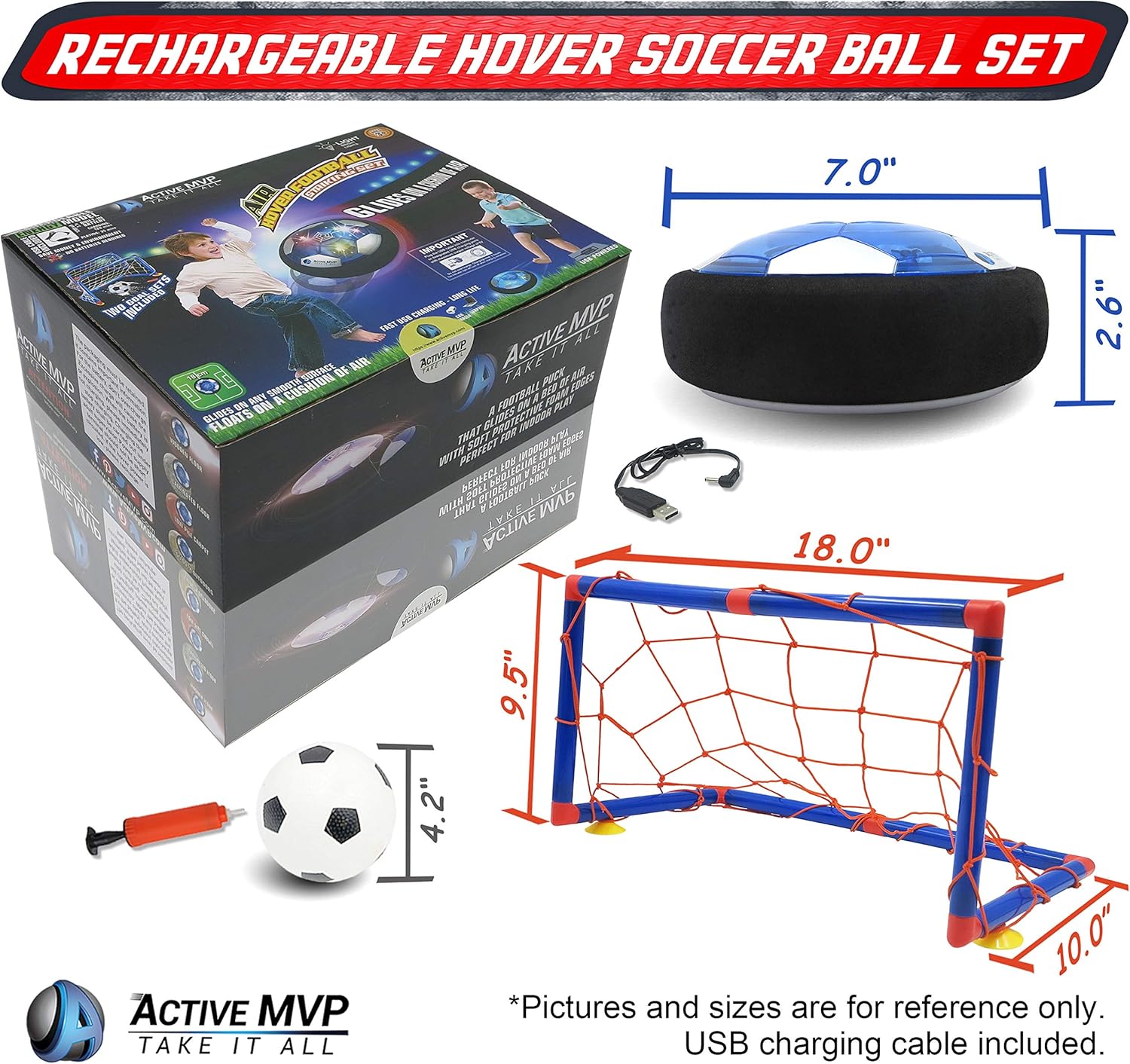 ActiveMVP Kids Toys Rechargeable Hover Soccer Ball Set with 2 Goals, Indoor LED Light Up Fun Air Soccer Game - No Battery Needed, Strong Improved ABS Plastic Quality - Boys Girls Age 3 4 5 6 7 8 9 11+: Toys & Games