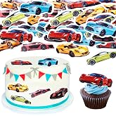 45Pcs Edible Race Car Cupcake Toppers Supercar Cupcake Picks Sports Cars Drink Topper for Racing Baby Shower Boys Girls Car Birthday Cupcake Cake Decoration Sports Car Club Party Supplies