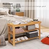 SMIBUY Bamboo Shoe Rack Bench 3-Tier Organizer Natural view 9
