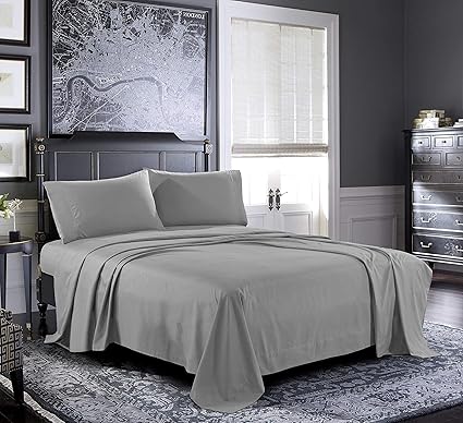 Fresh Linen King Sheets 4 Piece Galaxy Gray Hotel Luxury Bed Sheets Extra Soft 1800 Microfiber Sheet Set Wrinkle Fade Stain Resistant Deep