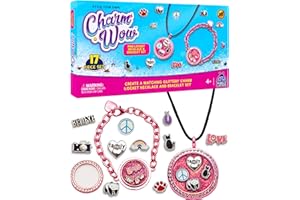 PURPLE LADYBUG CharmWow Kids Jewelry Making Kit for Girls 8-12, & Fun Arts and Crafts for Kids 4-6 Years Old - Unique Charm Necklace Kit, Tween Jewelry for Girls 4-6