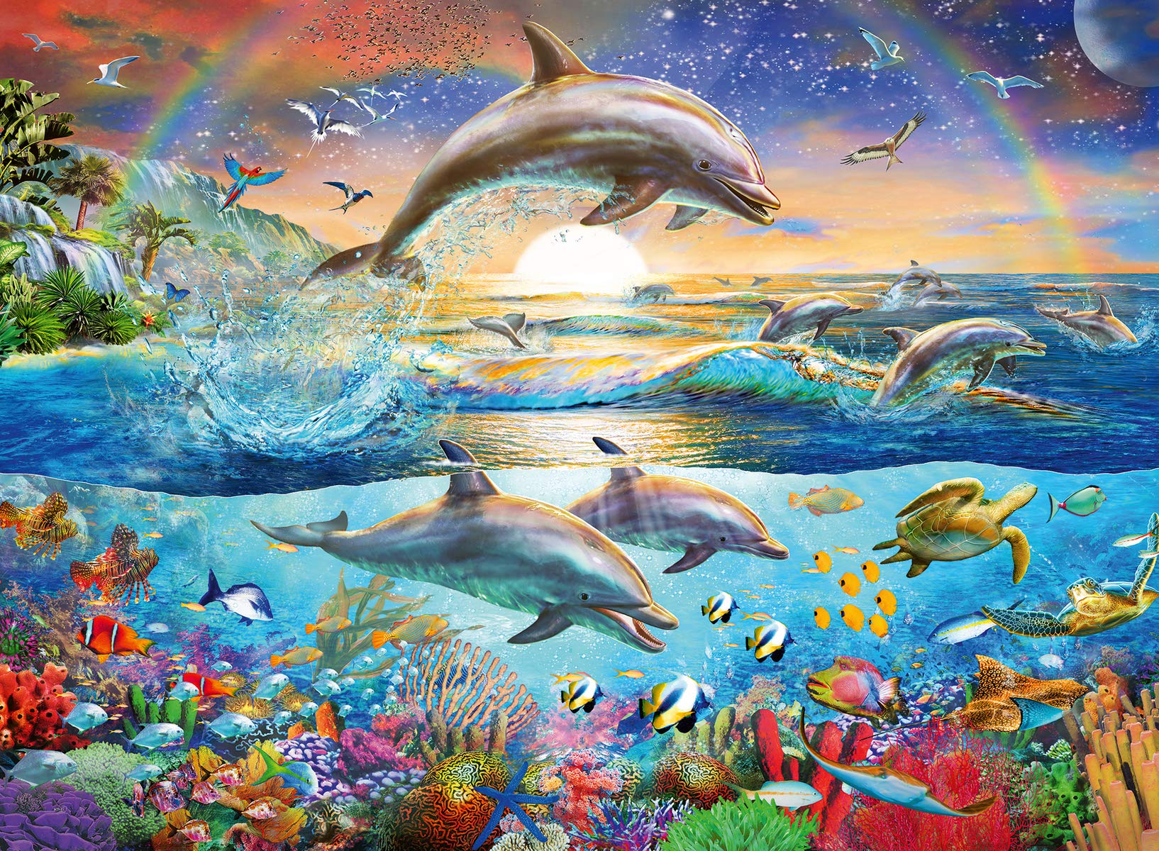 Ravensburger Dolphin Paradise 300 piece Jigsaw Puzzle with Extra Large Pieces for Kids age 9 years and up